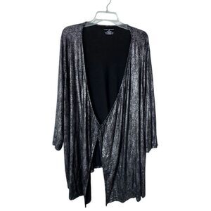 Lane Bryant Open Front Sweater Black Metallic Cardigan SZ 22 / 24